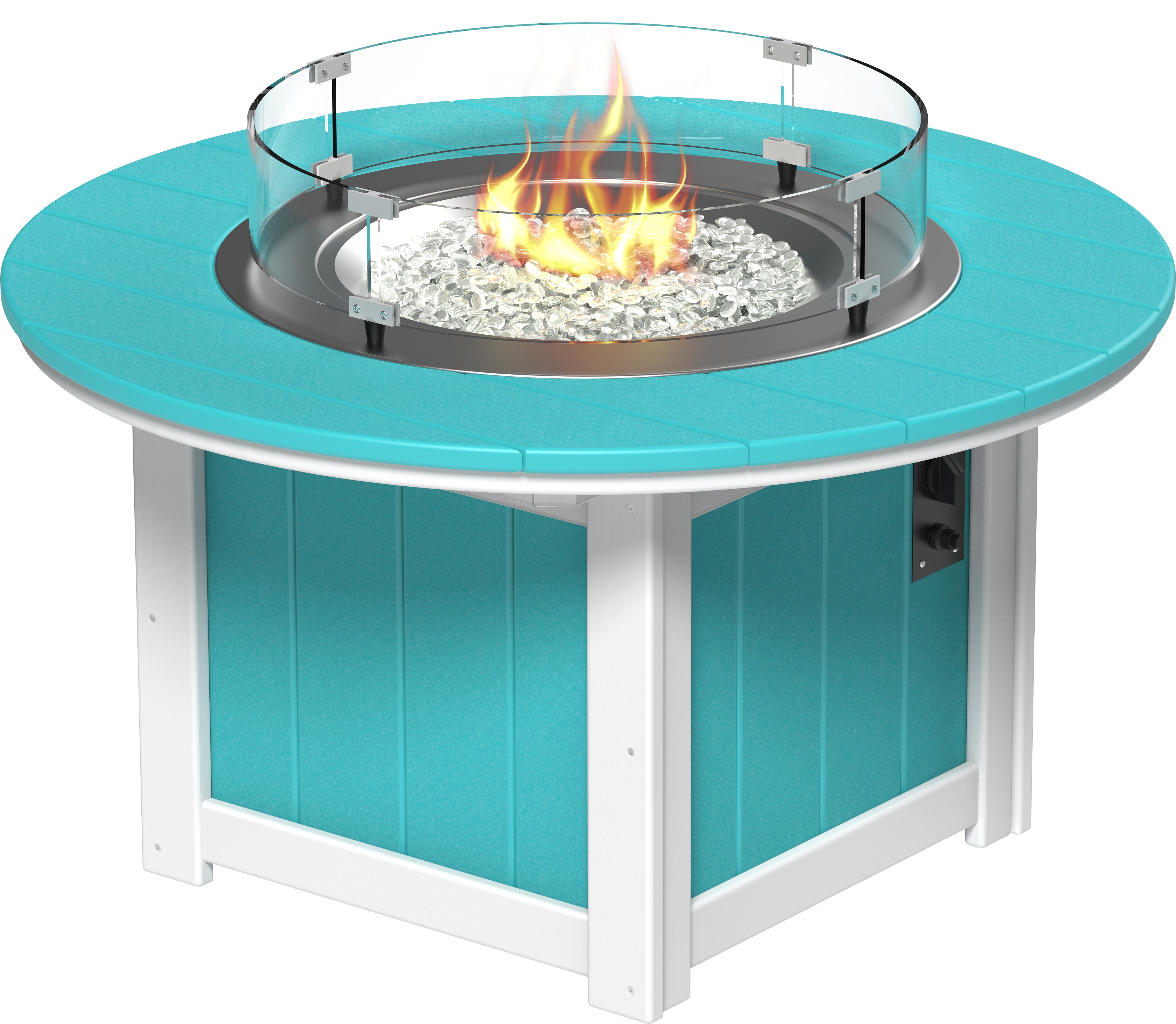 LuxCraft Lumin Fire Pit 46" Round in Aruba Blue & White