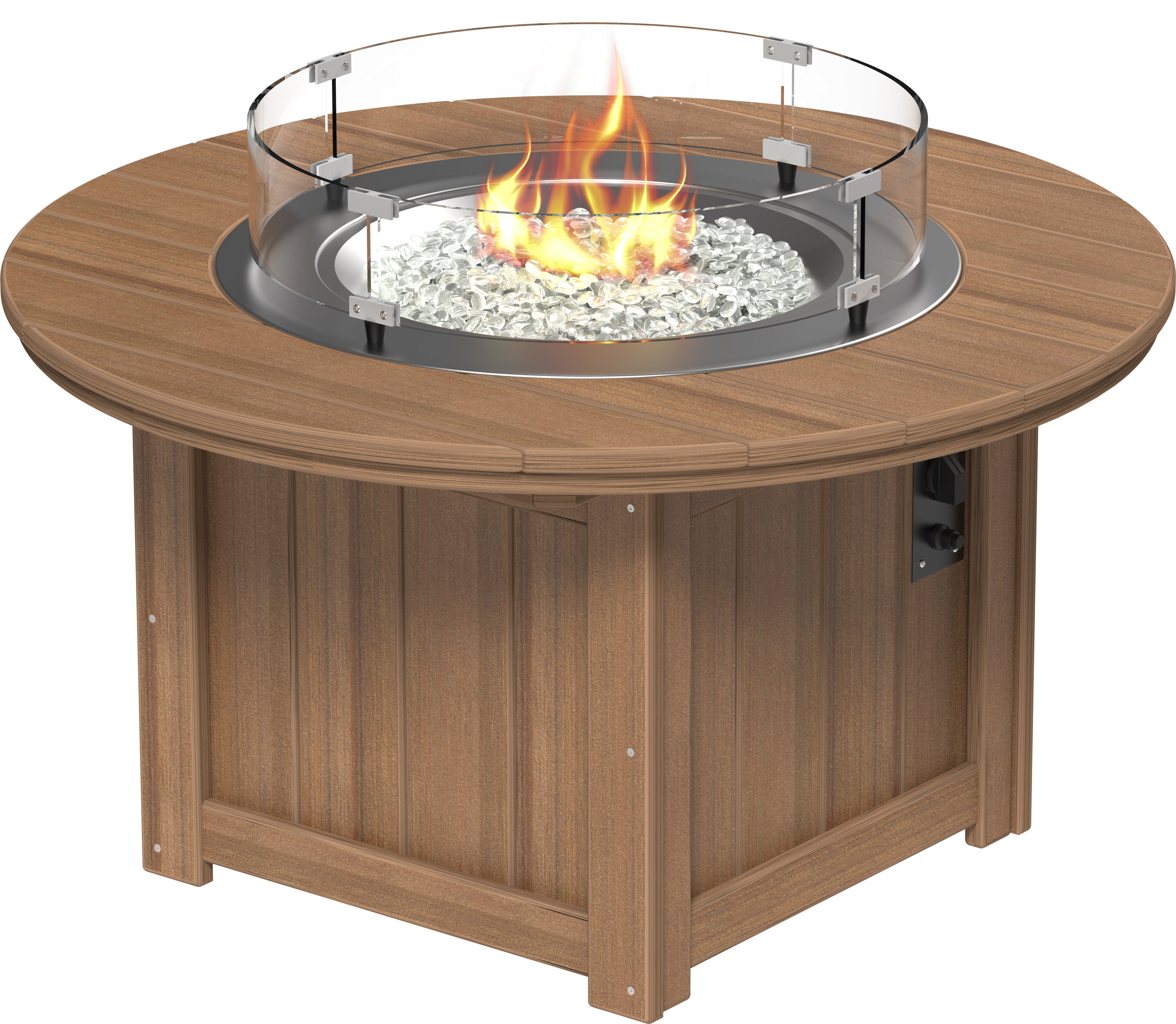 LuxCraft Lumin Fire Table 60" Round in Antique Mahogany