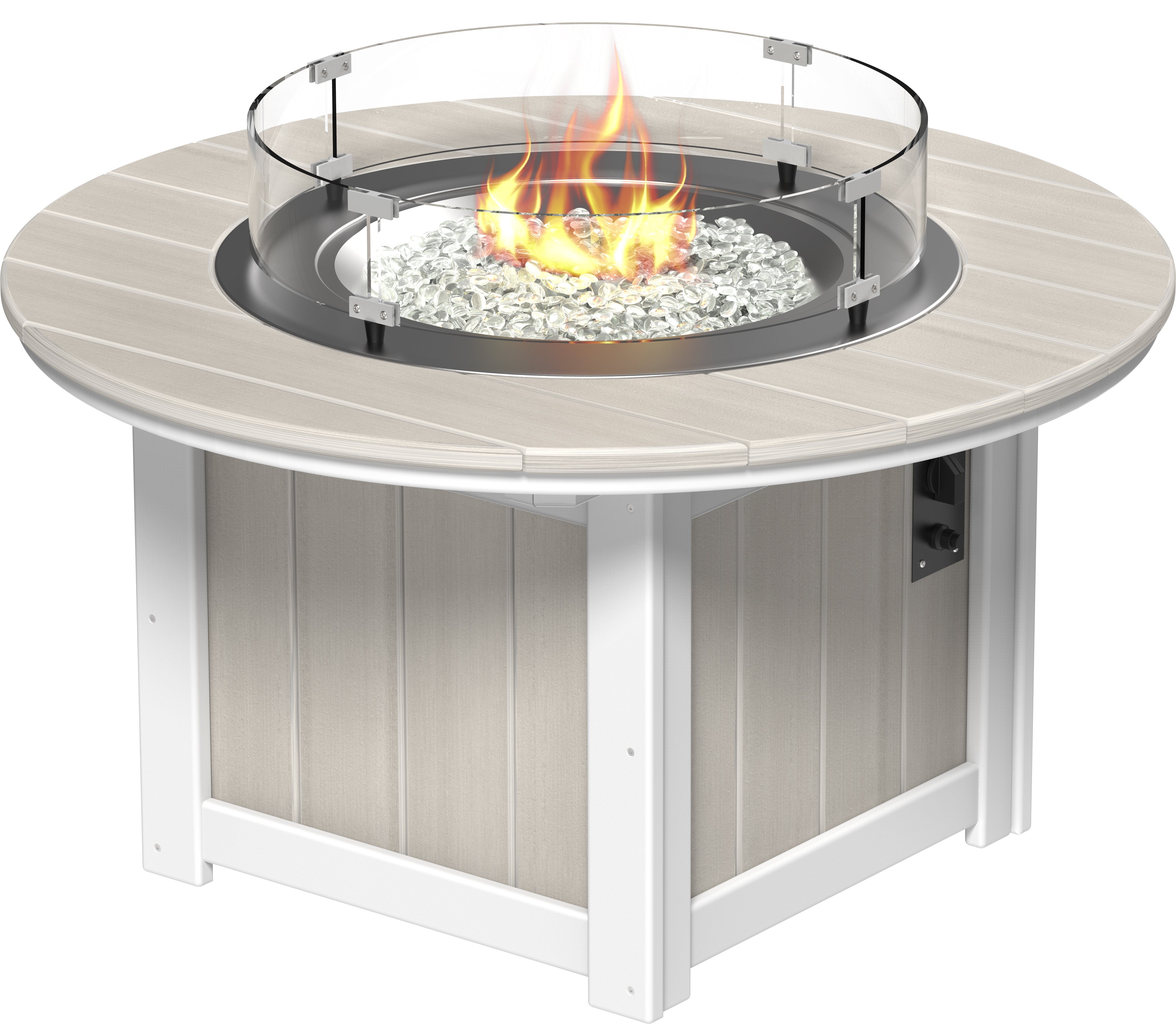 LuxCraft Lumin Fire Table 60" Round in Birch & White