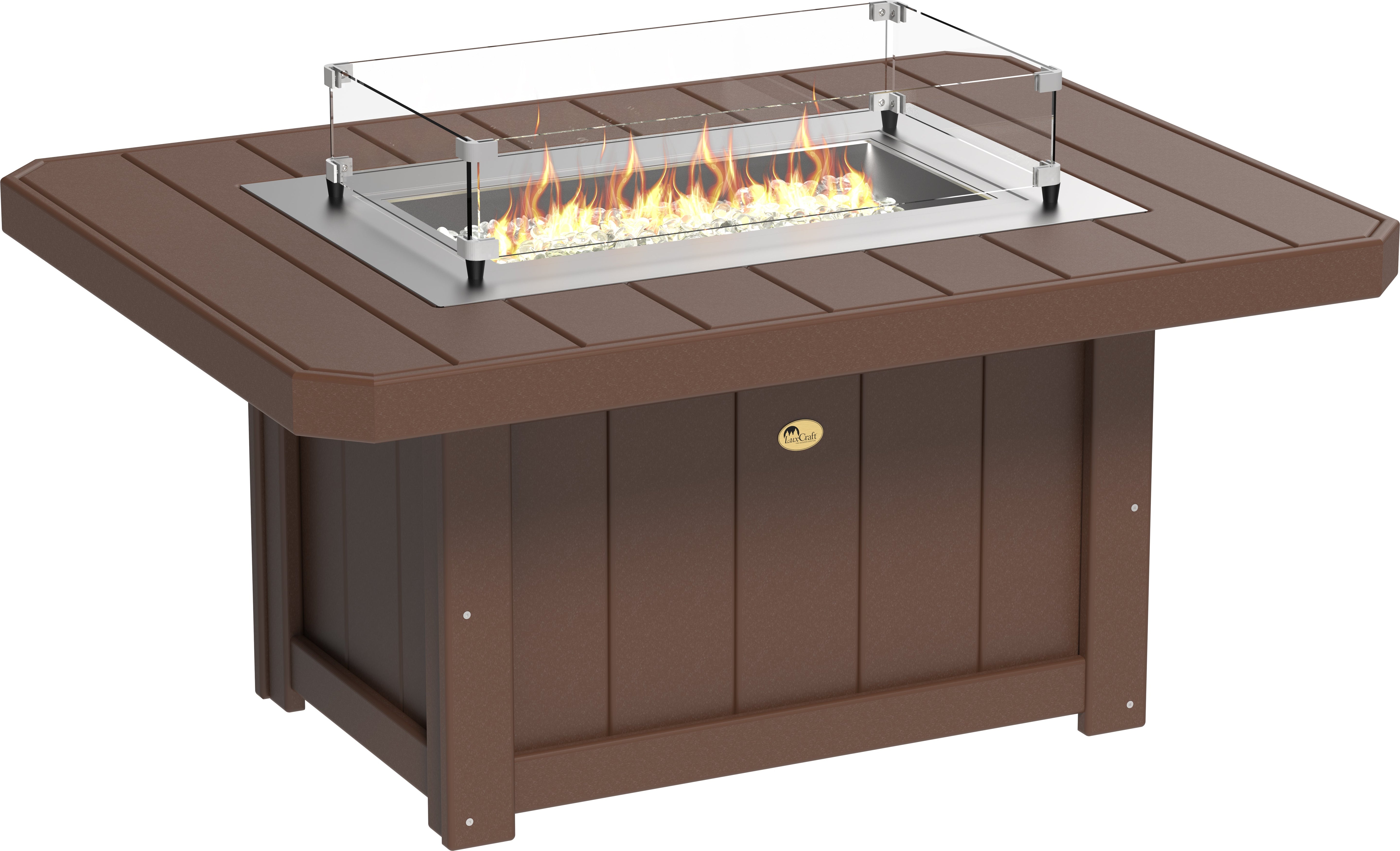 LuxCraft Lumin Fire Pit 51" Rectangular in Chestnut Brown