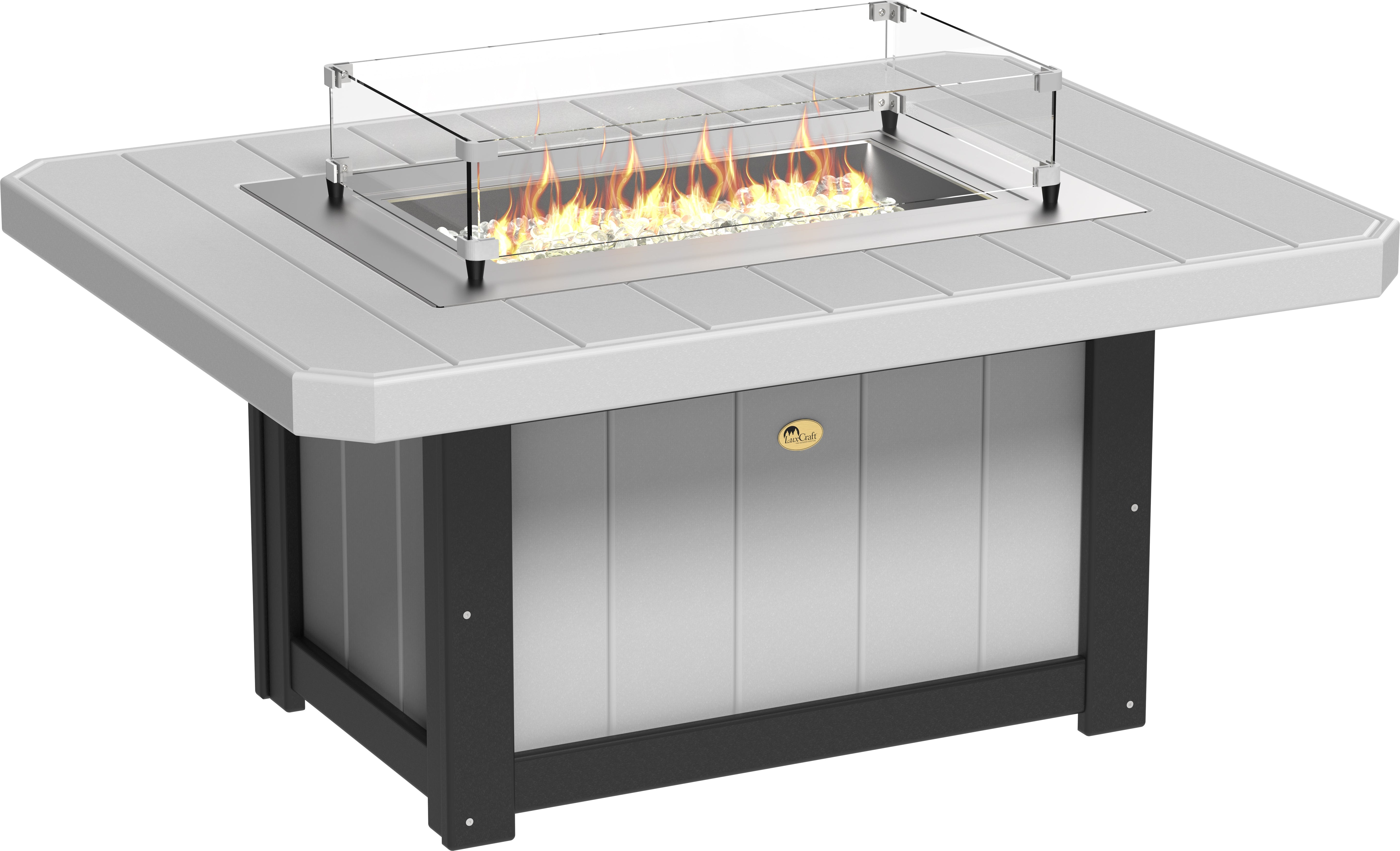 LuxCraft Lumin Fire Table 62" Rectangular in Dove Gray & Black