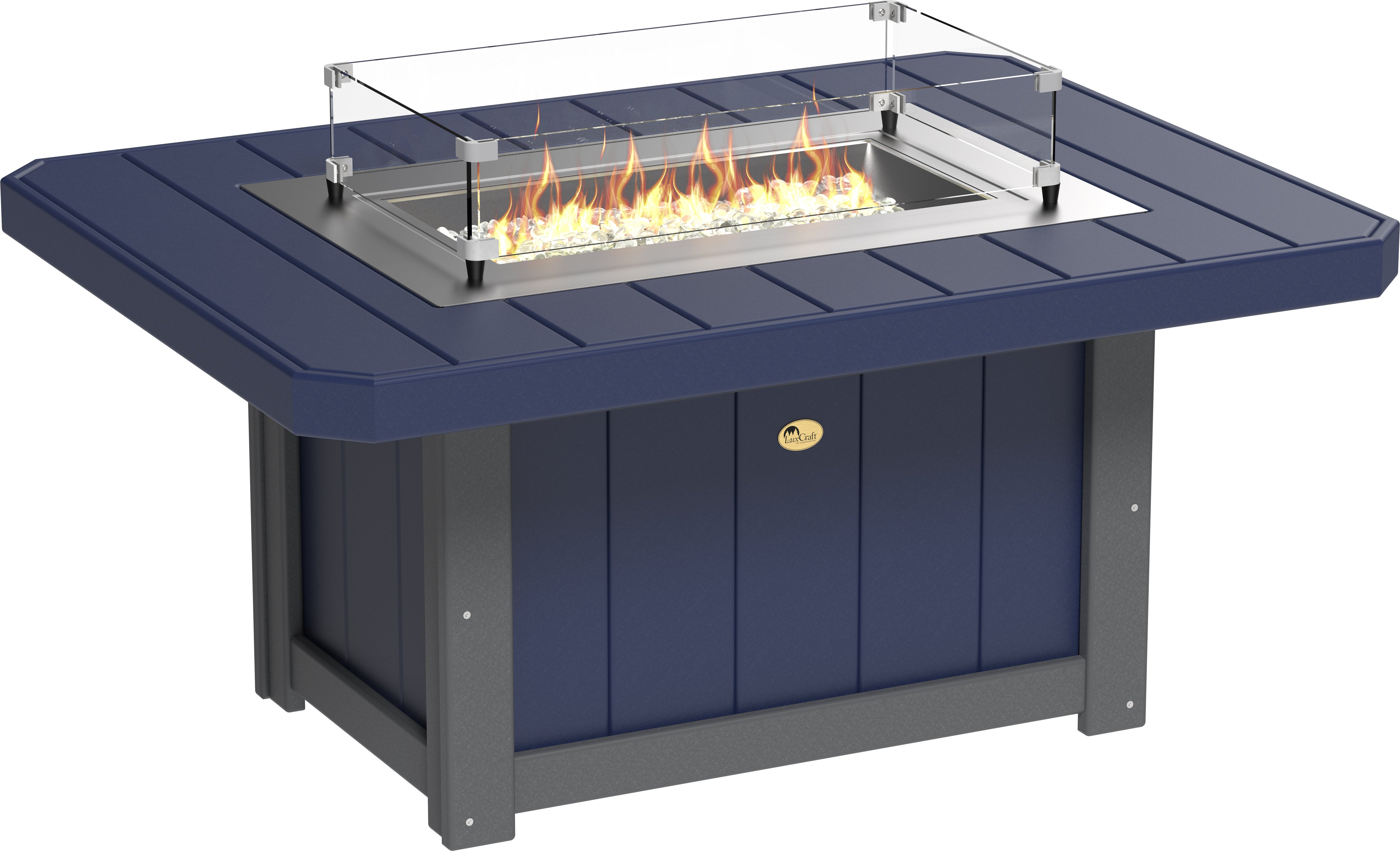 LuxCraft Lumin Fire Table 62" Rectangular in Patriot Blue & Slate