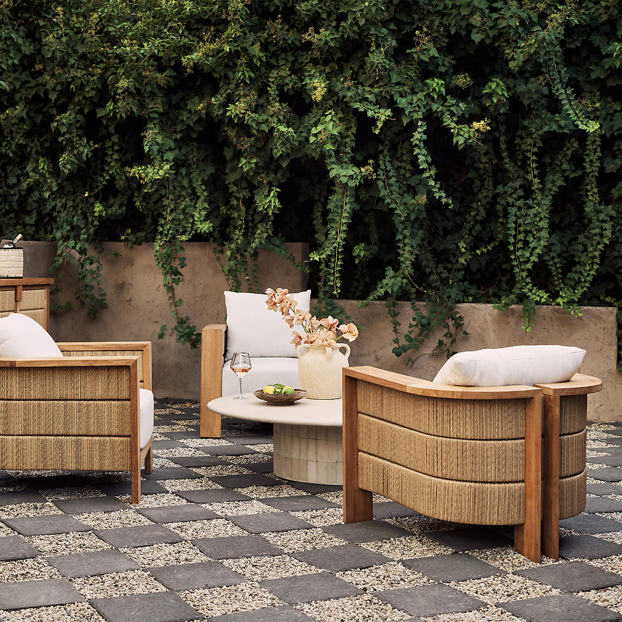 Bali 86" Natural Teak Outdoor Sofa with Nova Glow Sunbrella ® Cushions