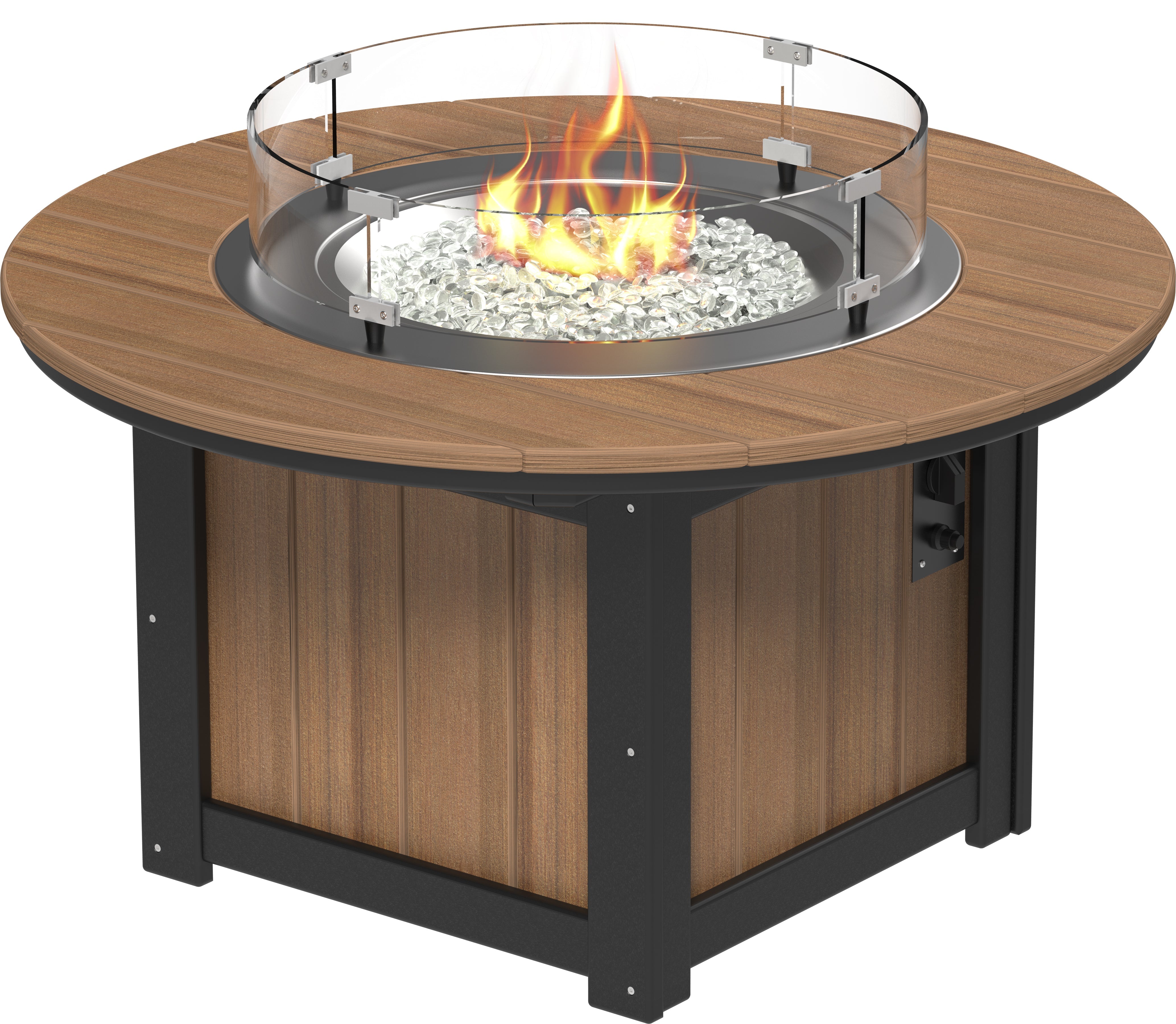 LuxCraft Lumin Fire Pit 46" Round in Antique Mahogany & Black