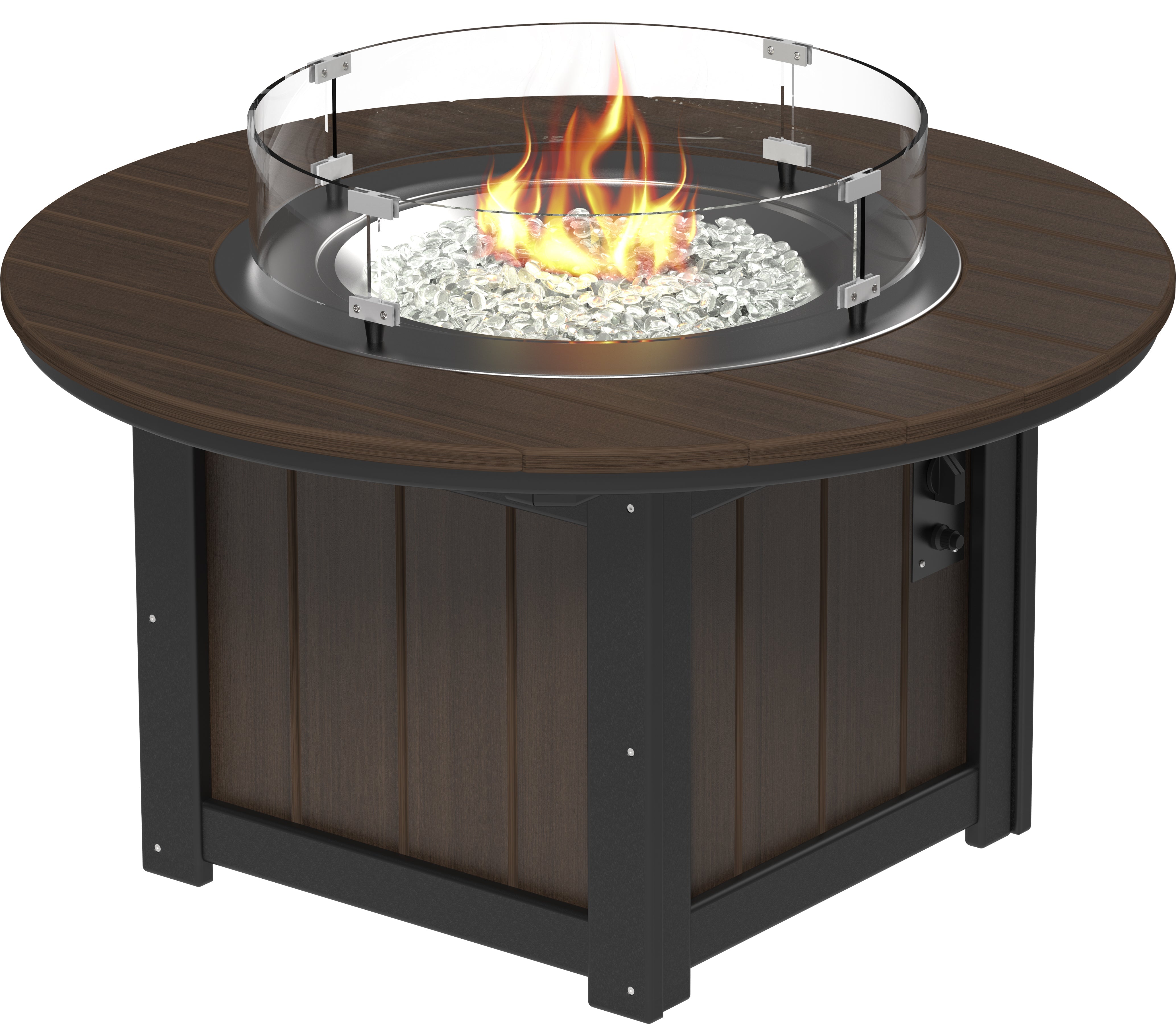 LuxCraft Lumin Fire Table 60" Round in Brazilian Walnut & Black