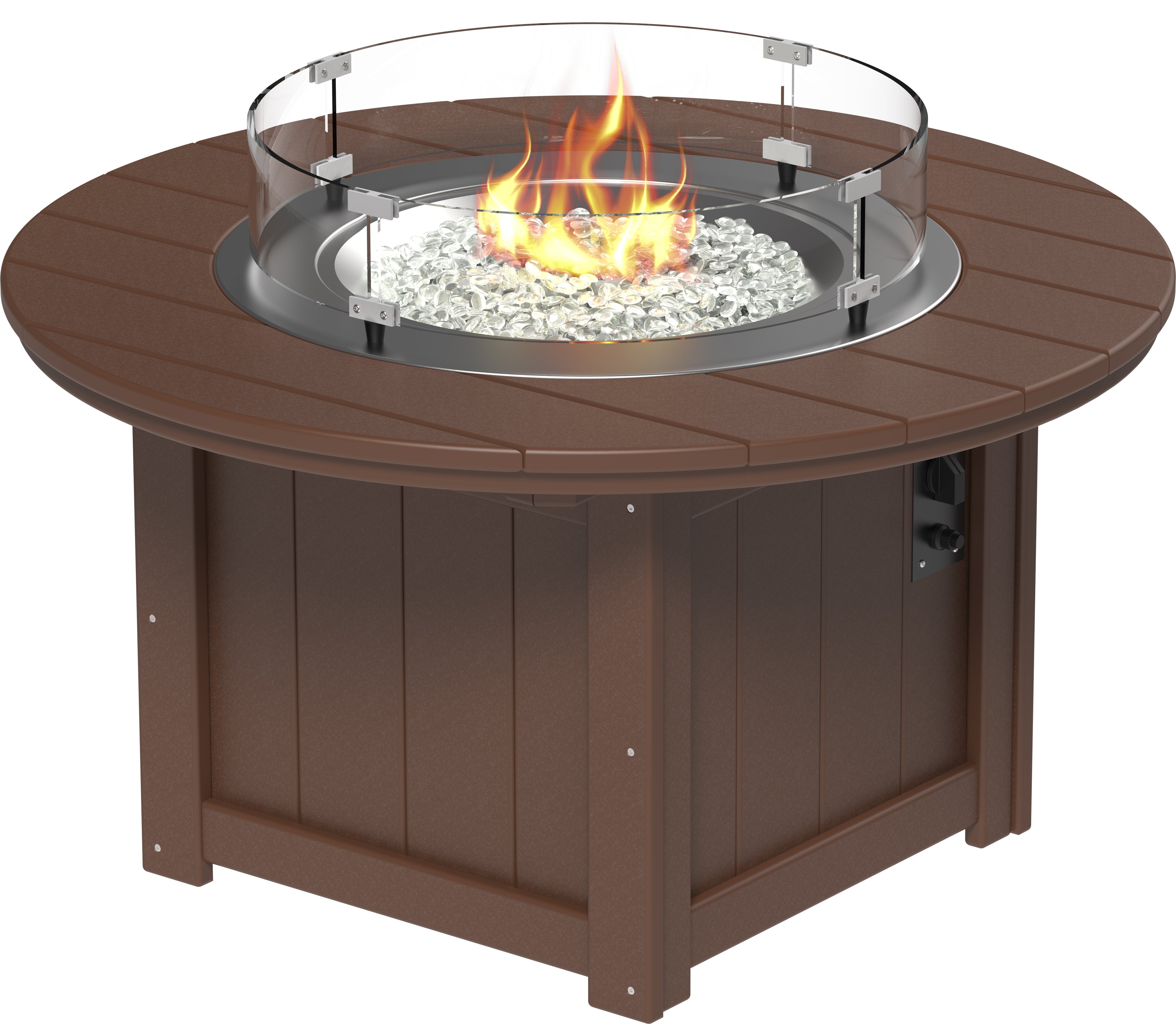 LuxCraft Lumin Fire Table 60" Round in Chestnut Brown