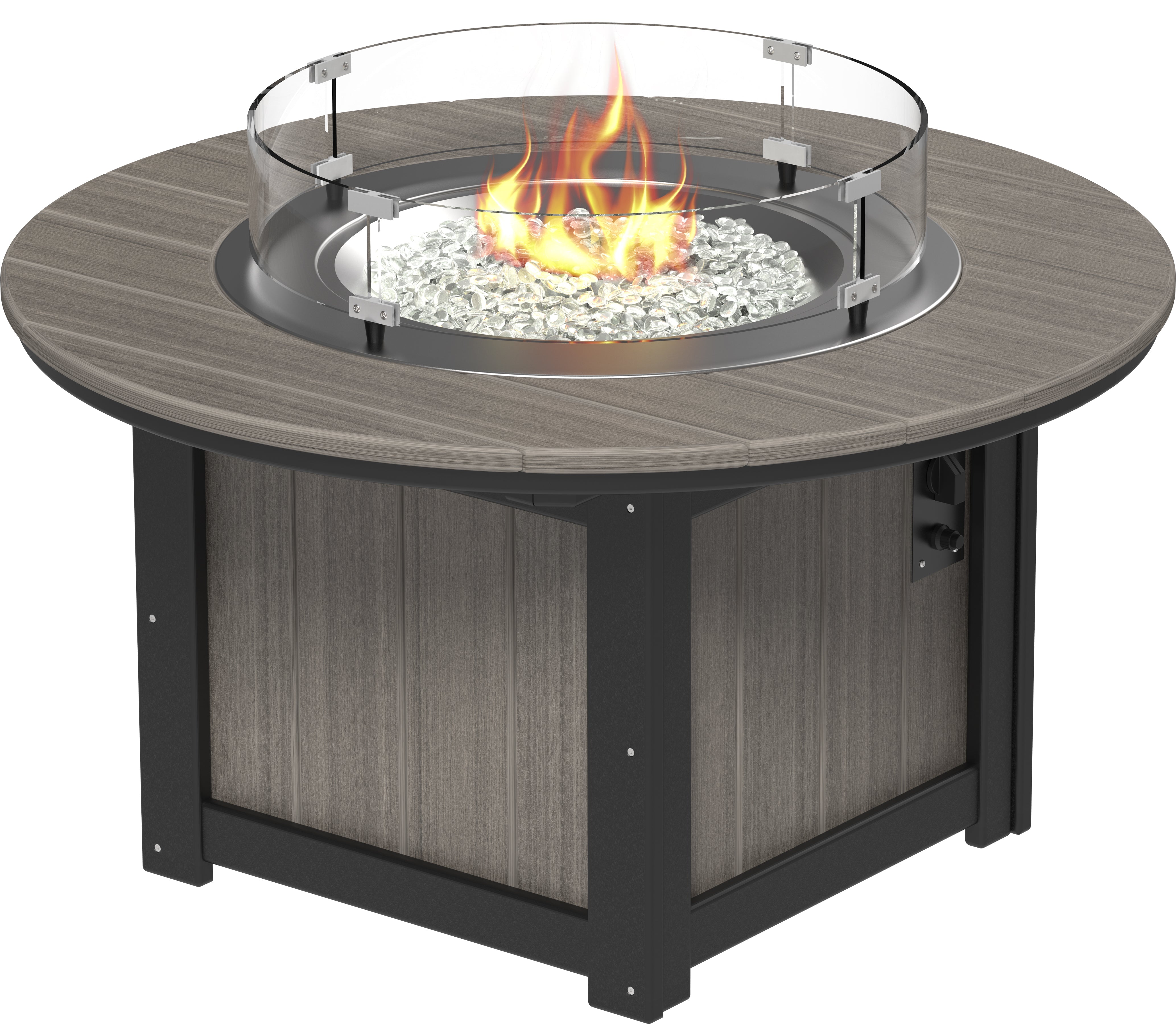 LuxCraft Lumin Fire Table 60" Round in Coastal Gray & Black