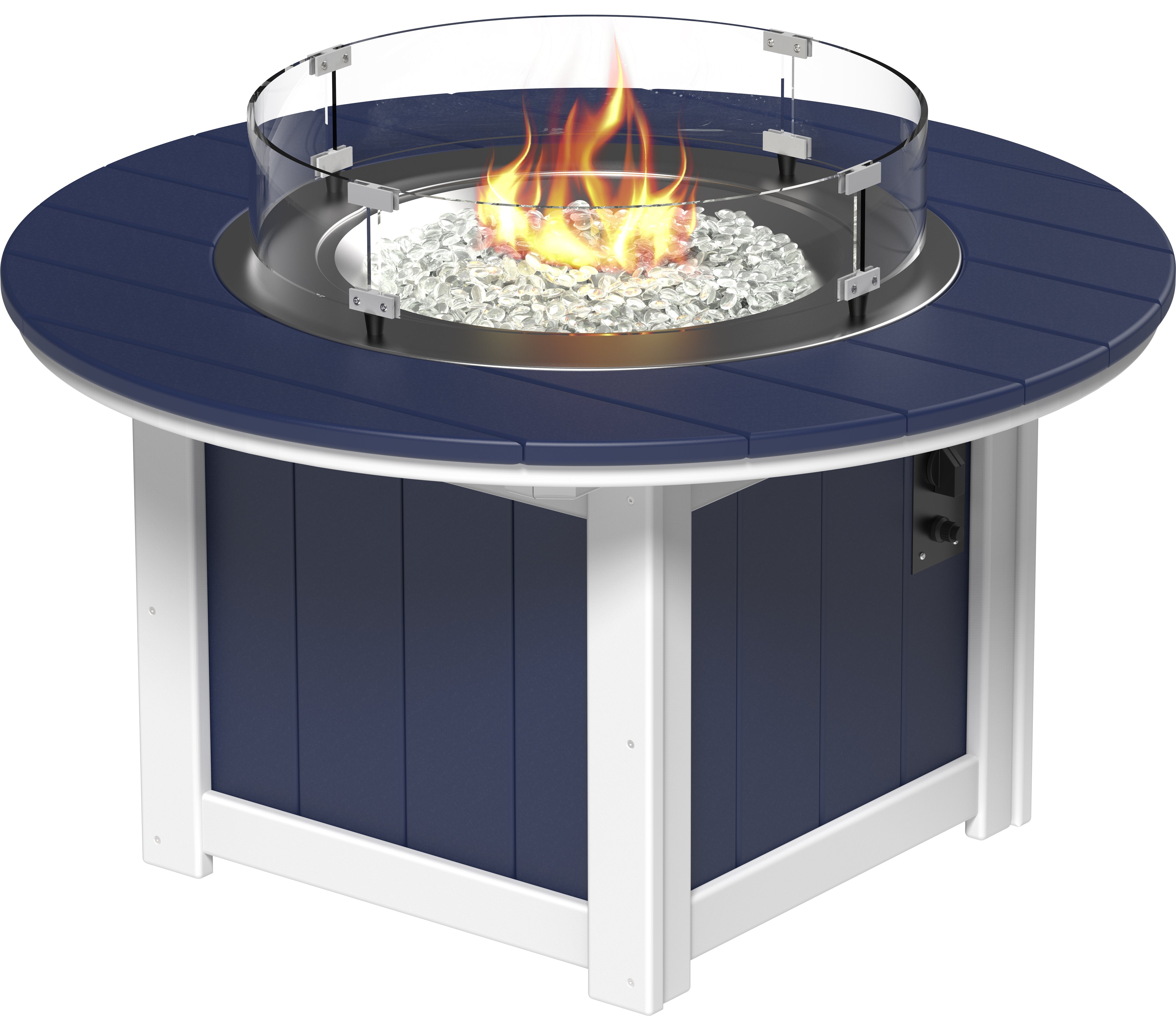 LuxCraft Lumin Fire Table 60" Round in Patriot Blue & White