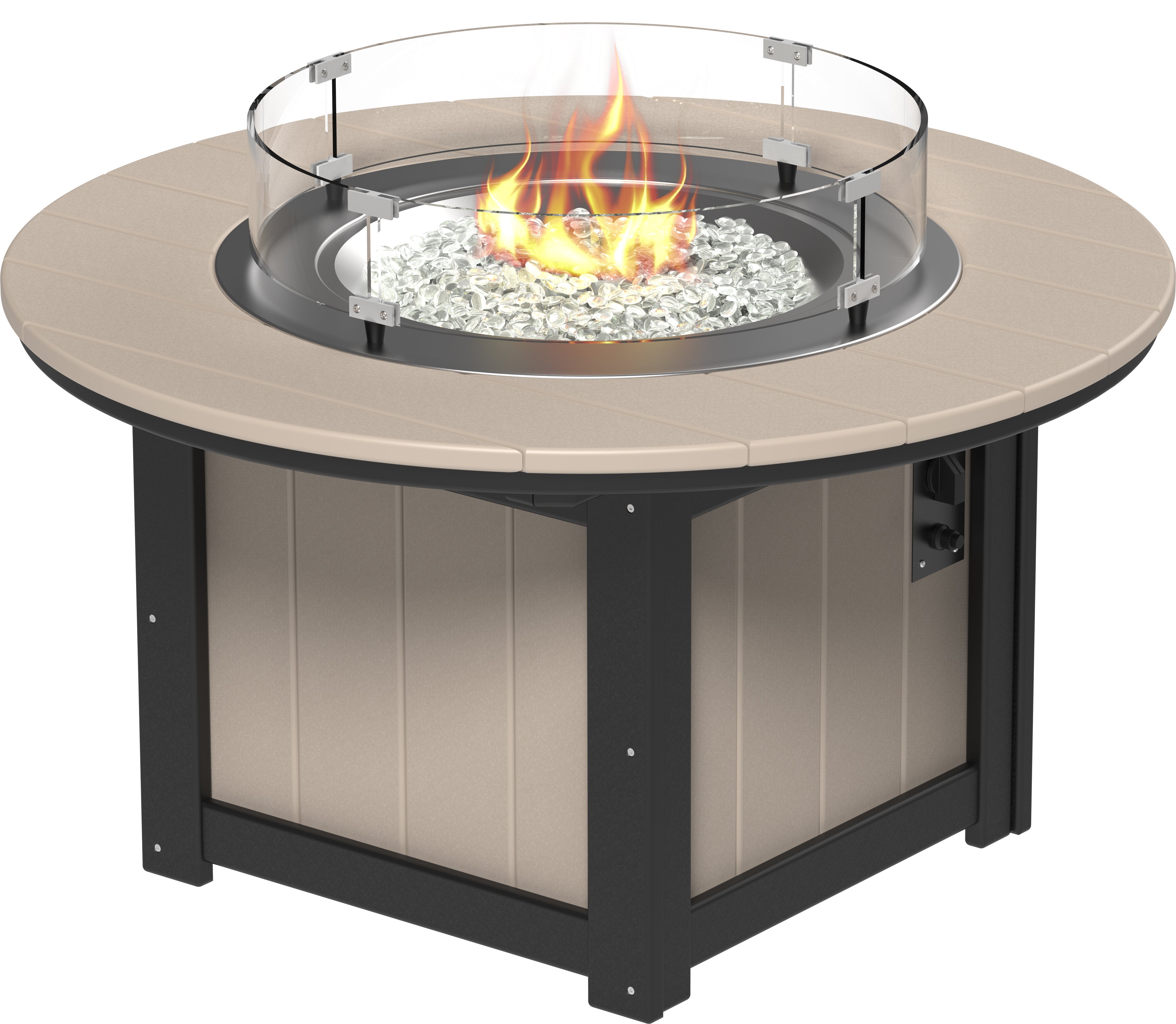 LuxCraft Lumin Fire Pit 46" Round in Weatherwood & Black