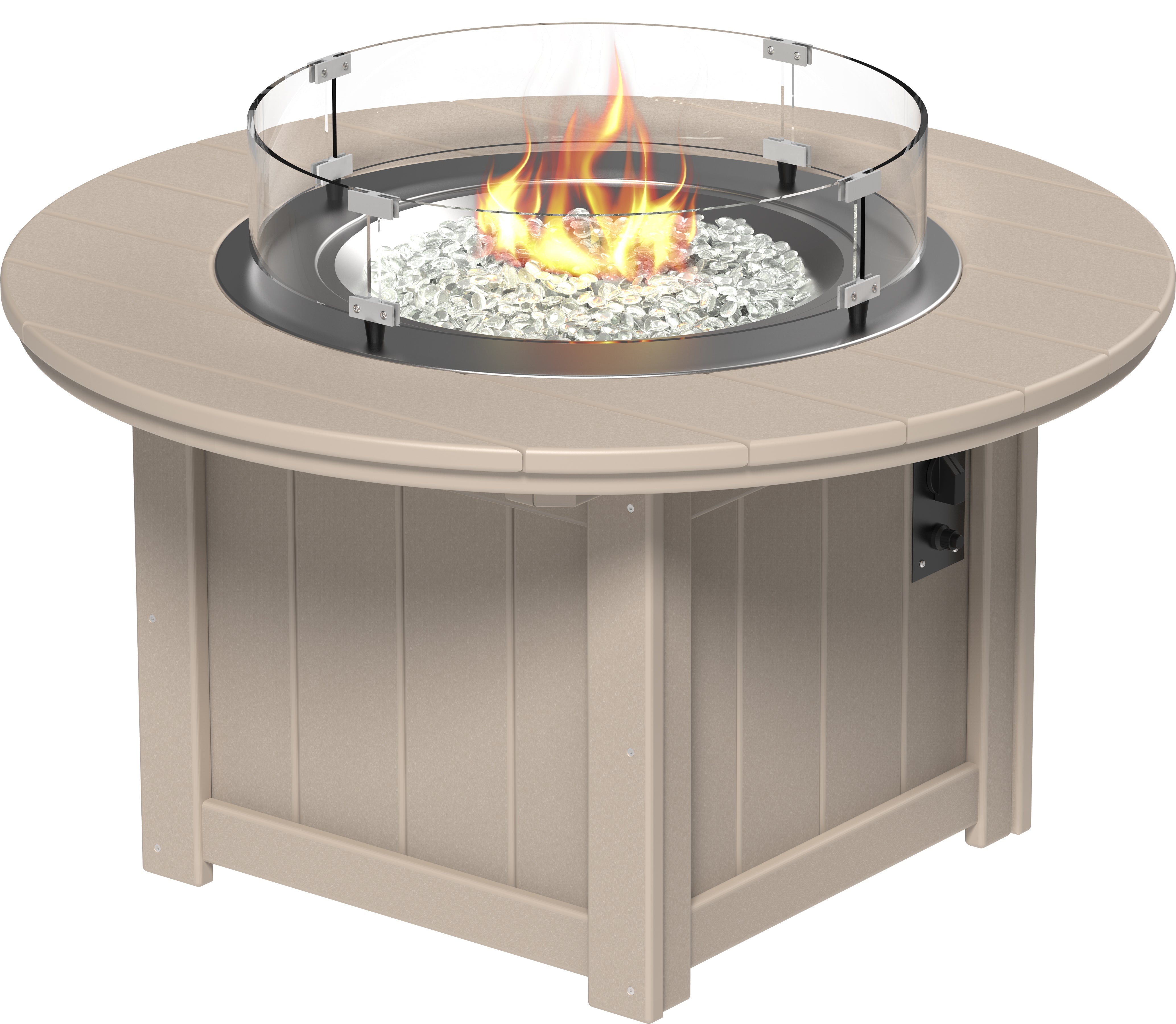 LuxCraft Lumin Fire Table 60" Round in Weatherwood