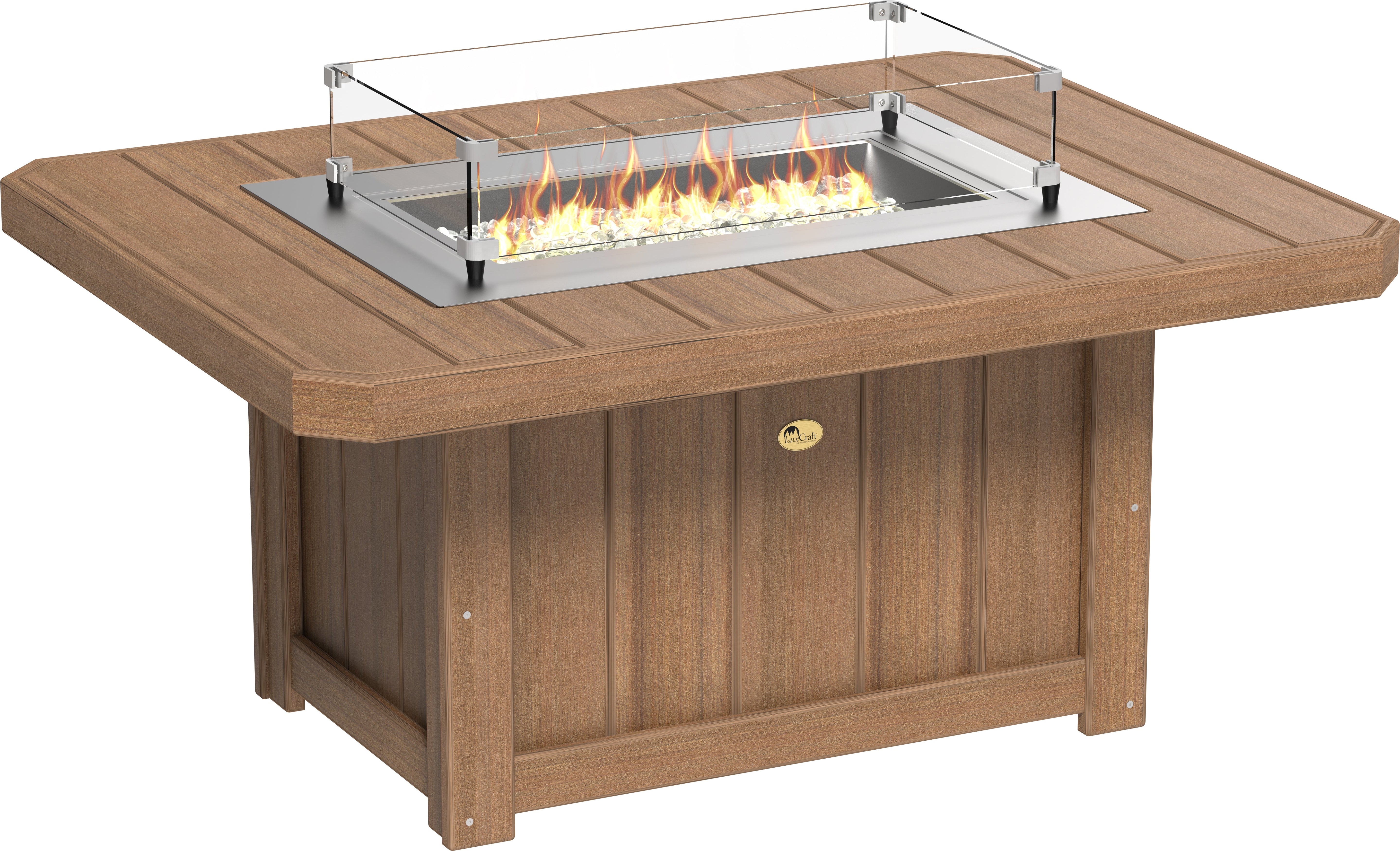 LuxCraft Lumin Fire Pit 51" Rectangular in Antique Mahogany