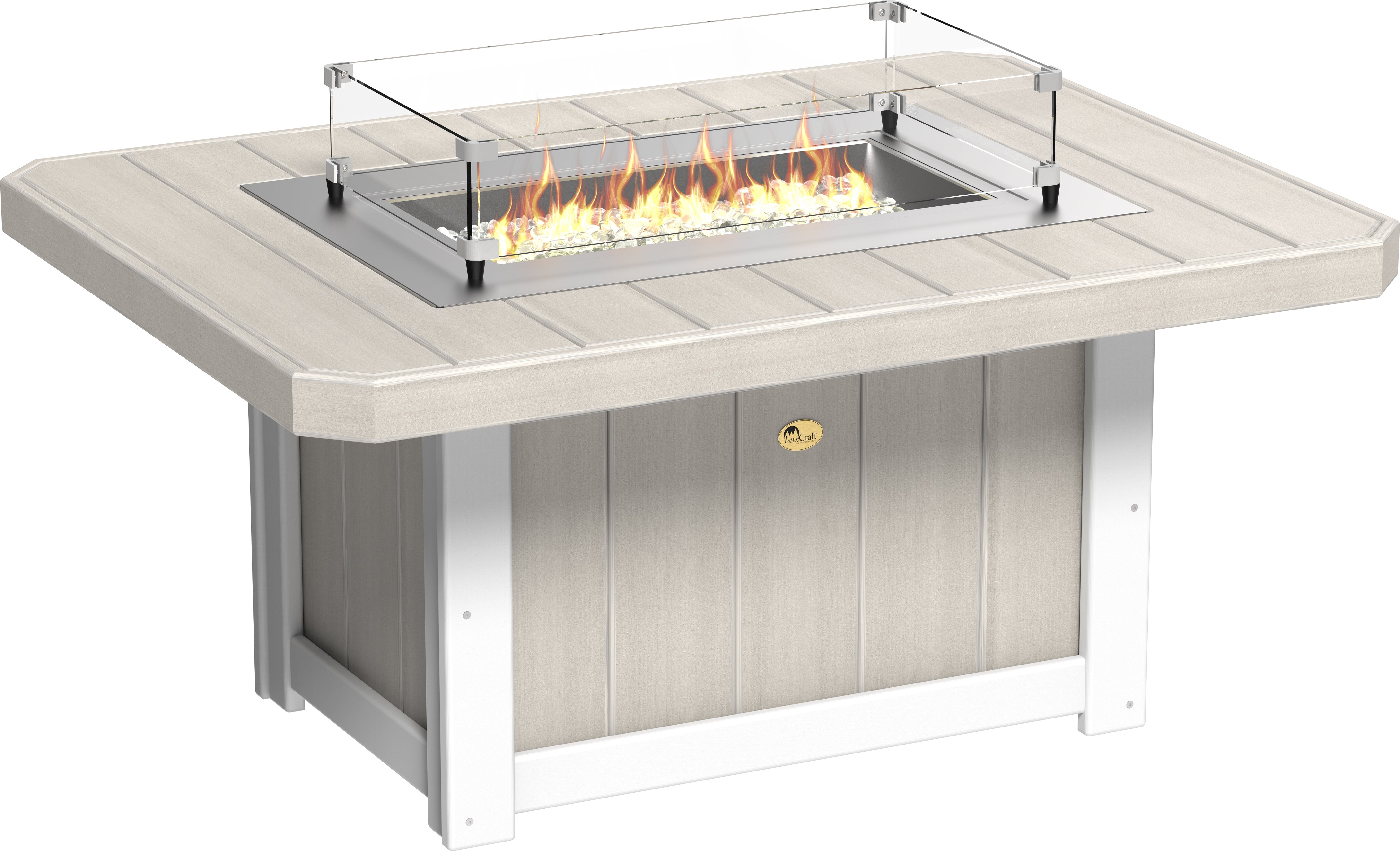 LuxCraft Lumin Fire Table 79" Rectangular in Birch & White