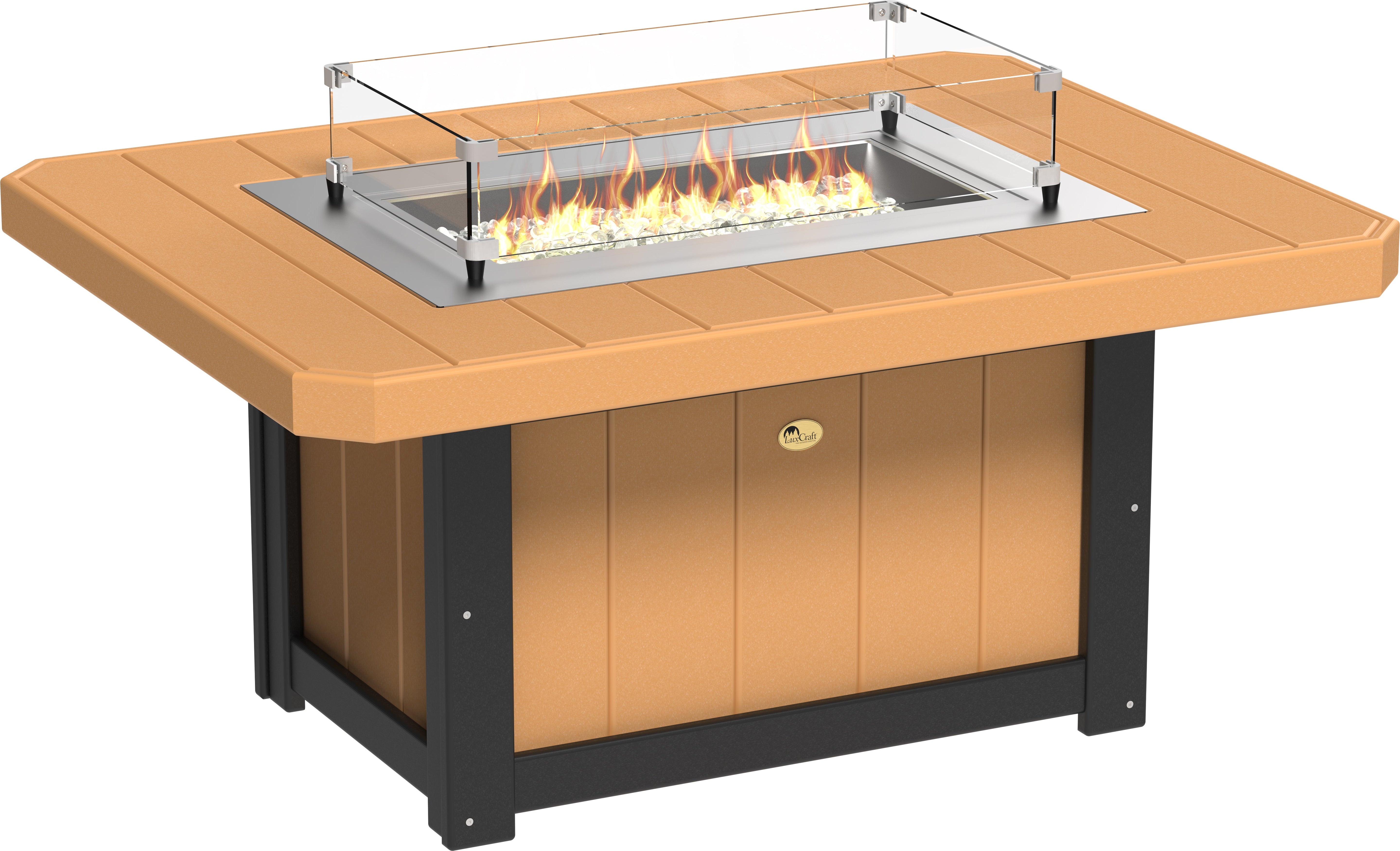 LuxCraft Lumin Fire Table 79" Rectangular in Cedar & Black