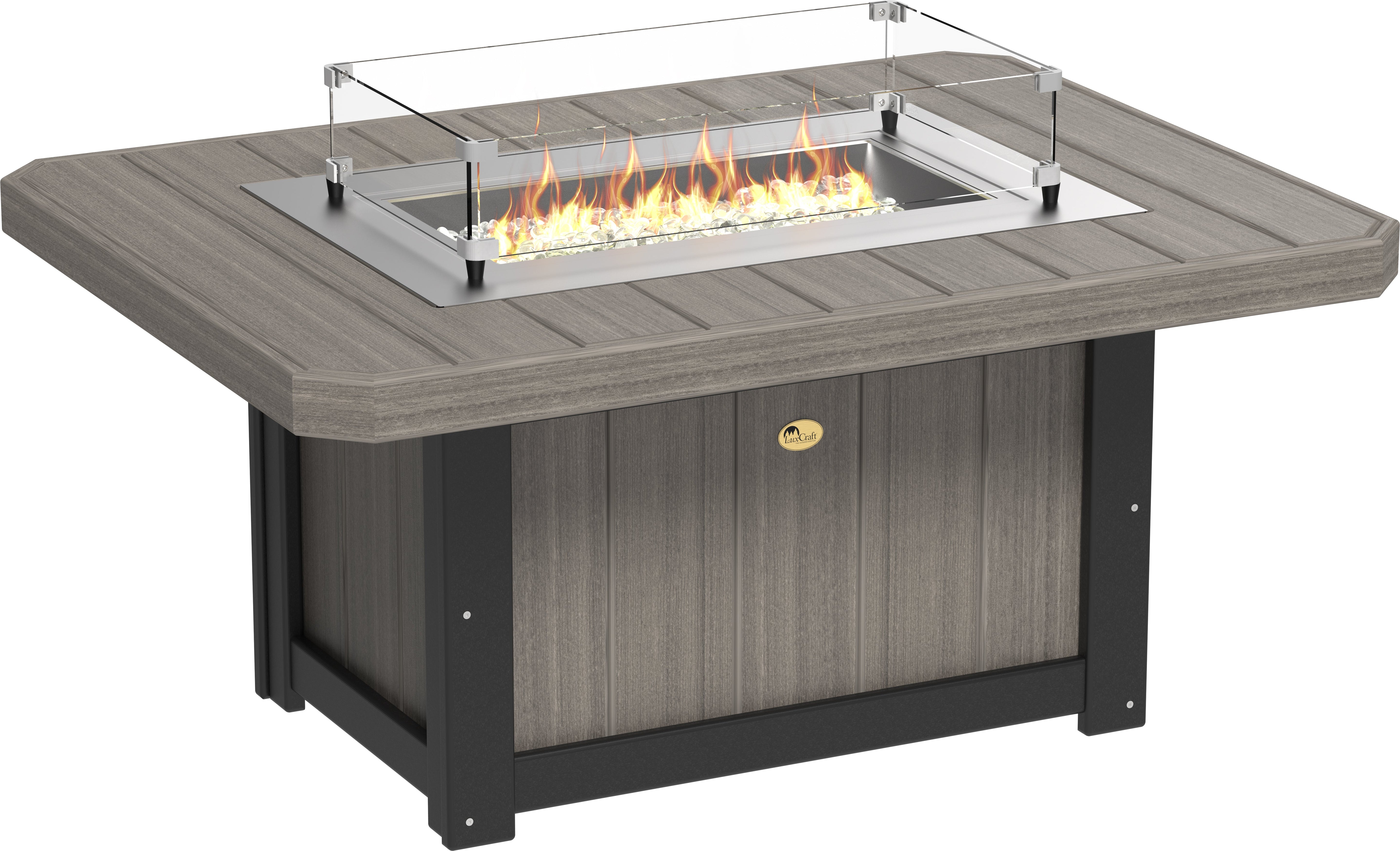 LuxCraft Lumin Fire Pit 51" Rectangular in Coastal Gray & Black