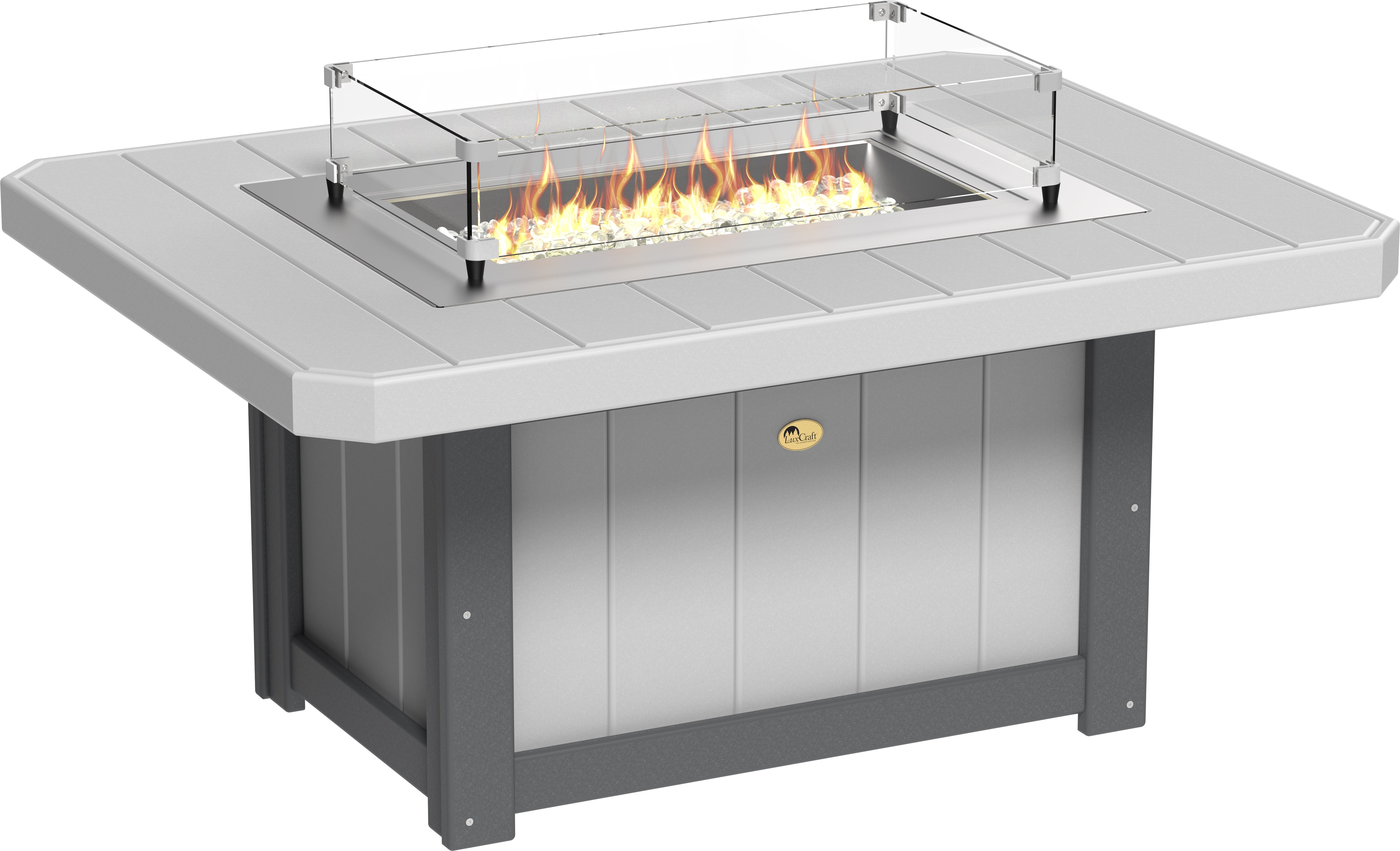 LuxCraft Lumin Fire Pit 51" Rectangular in Dove Gray & Slate