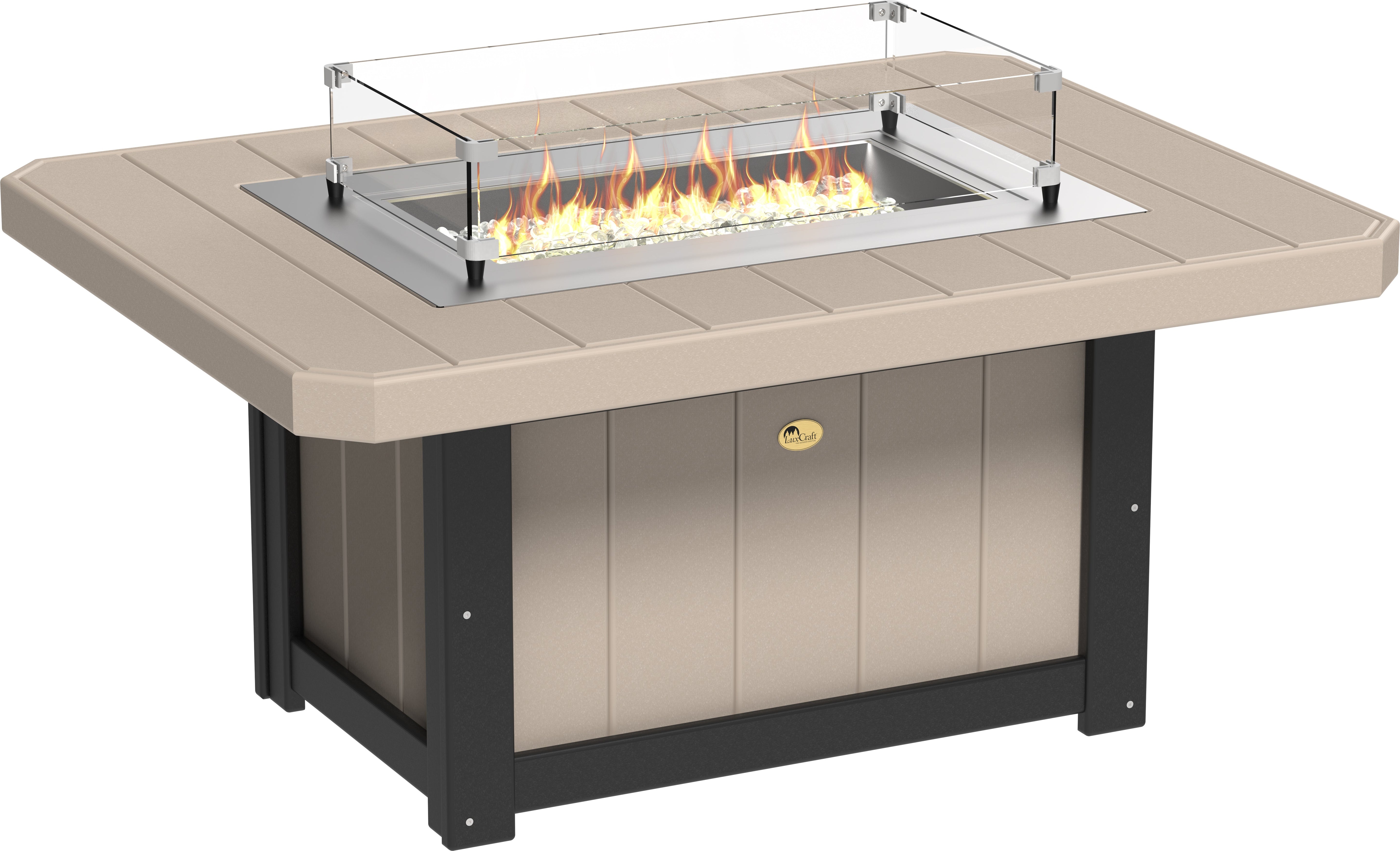 LuxCraft Lumin Fire Pit 51" Rectangular in Weatherwood & Black