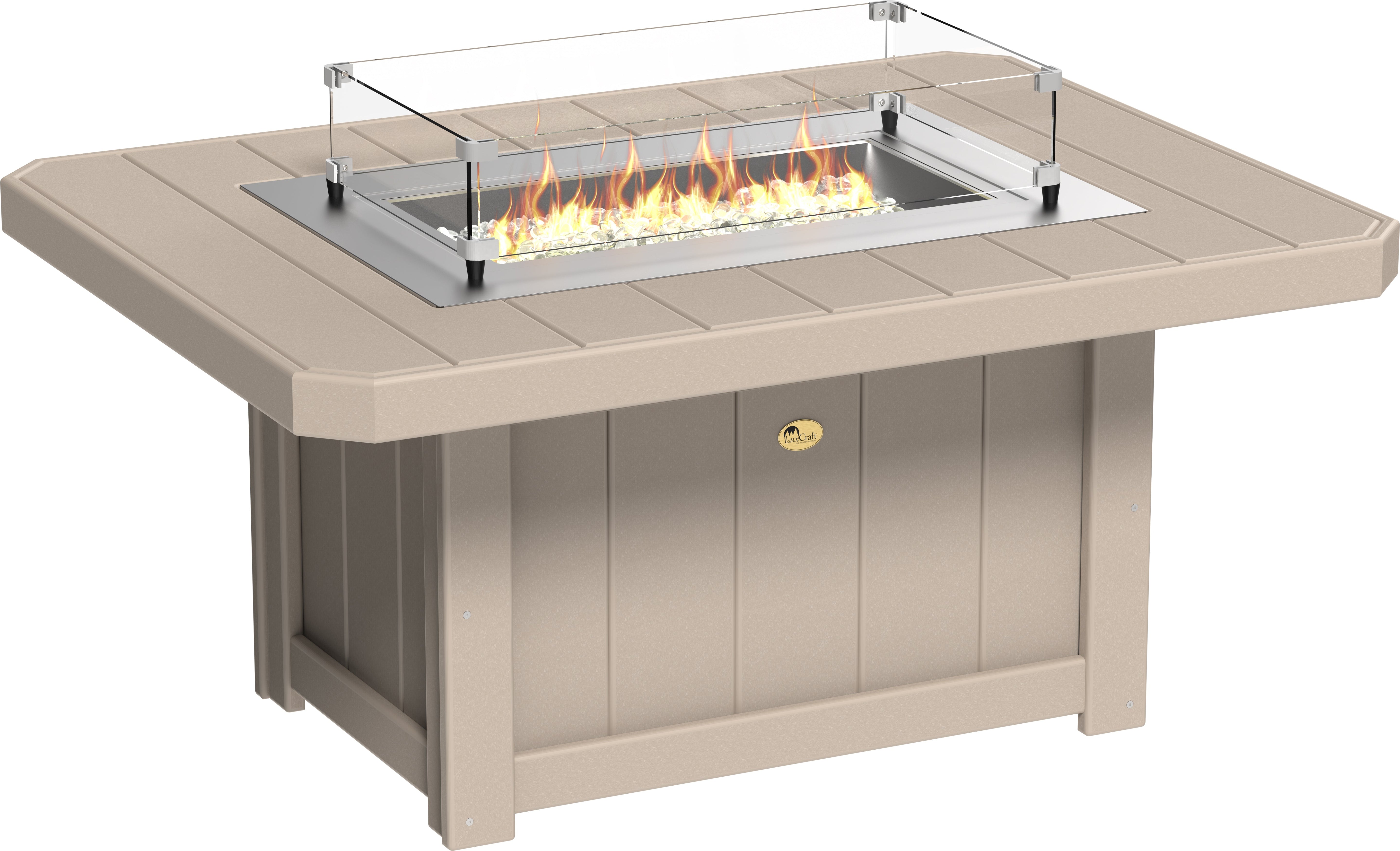 LuxCraft Lumin Fire Pit 51" Rectangular in Weatherwood