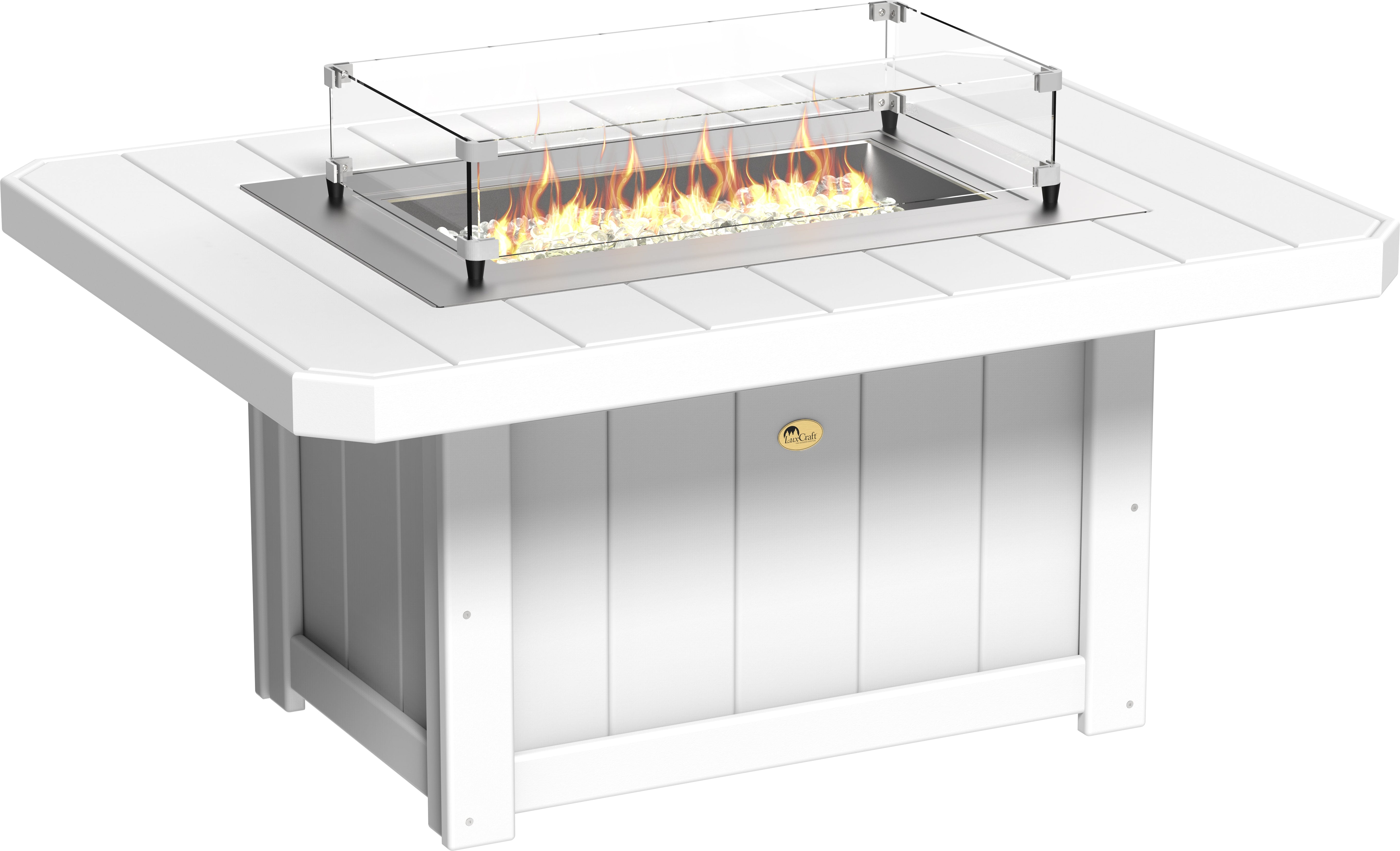 LuxCraft Lumin Fire Table 62" Rectangular in White