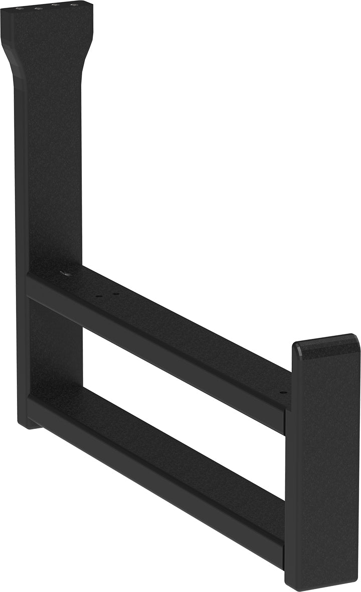 Black metal bracket on a white background