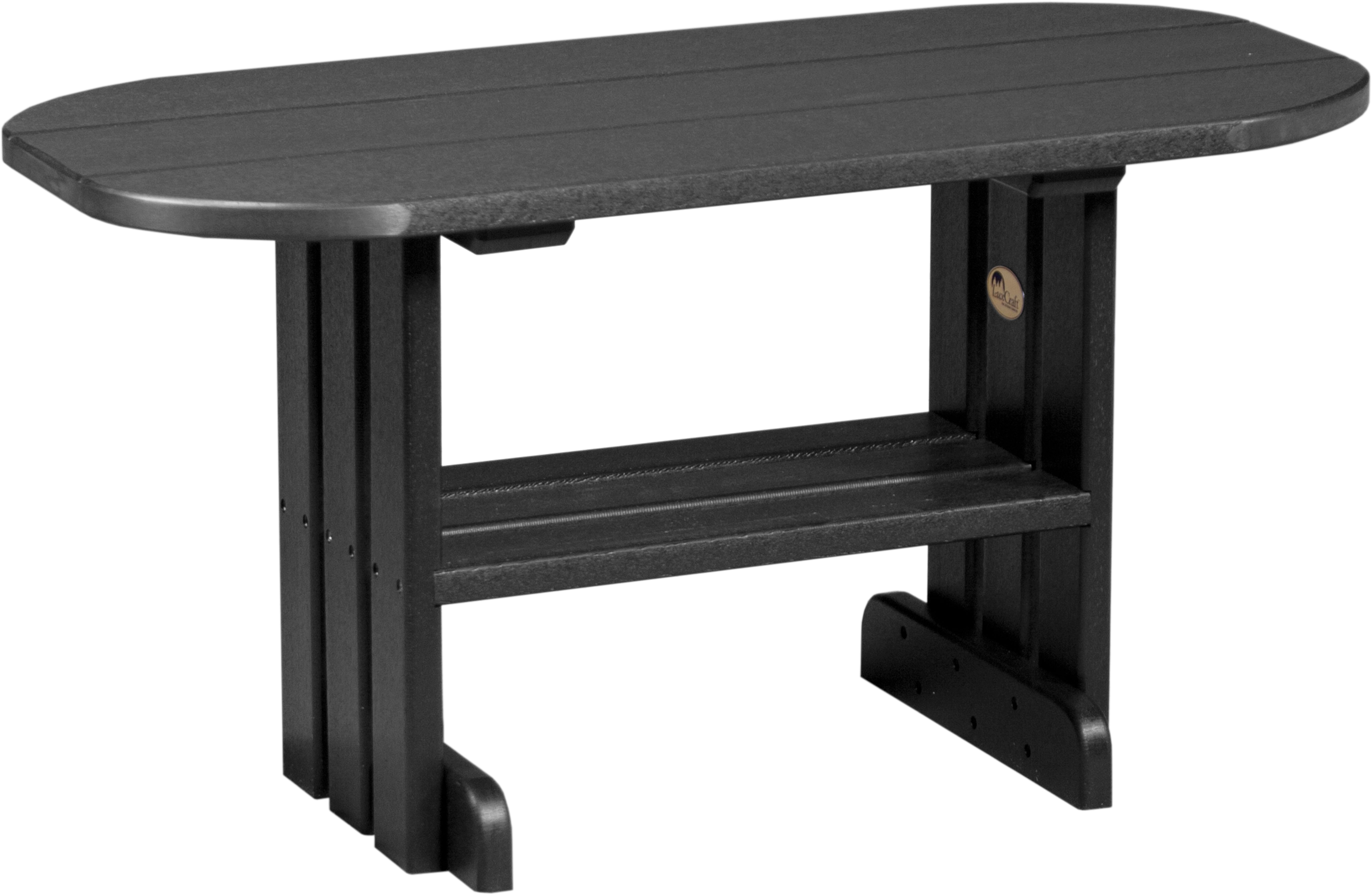 Black LuxCraft Outdoor Poly Coffee Table made from recycled poly lumber for patios, decks, porches, and outdoor seating areas
